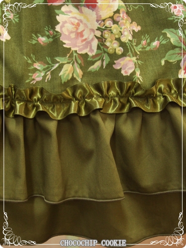 画像: グログランリボン付き薔薇柄ジャンパースカート