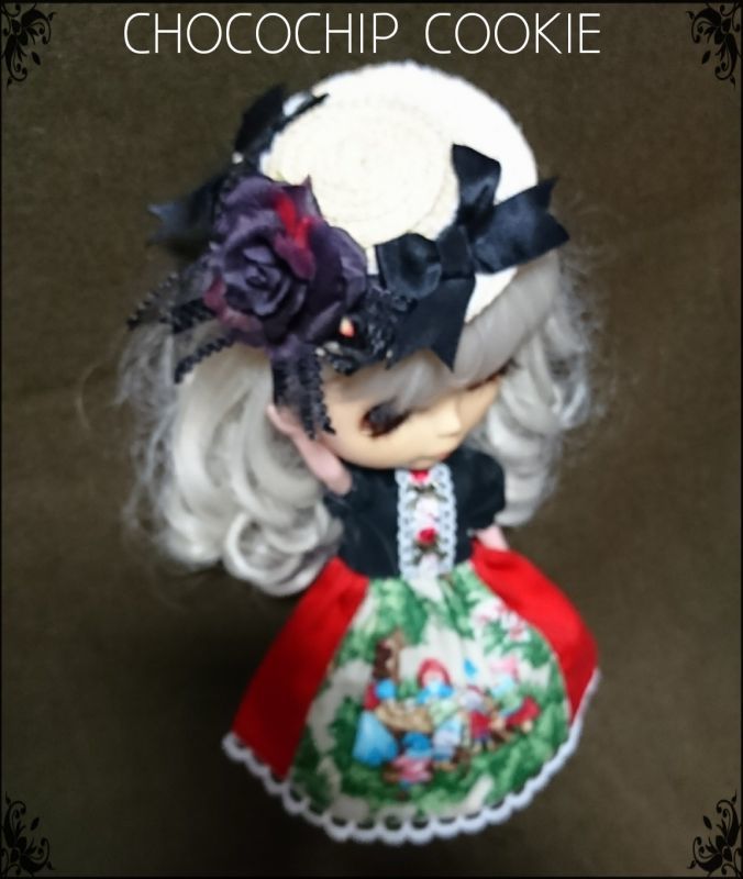 画像2: 商品紹介　白雪姫ワンピース+黒薔薇リボン麦わら帽子セット